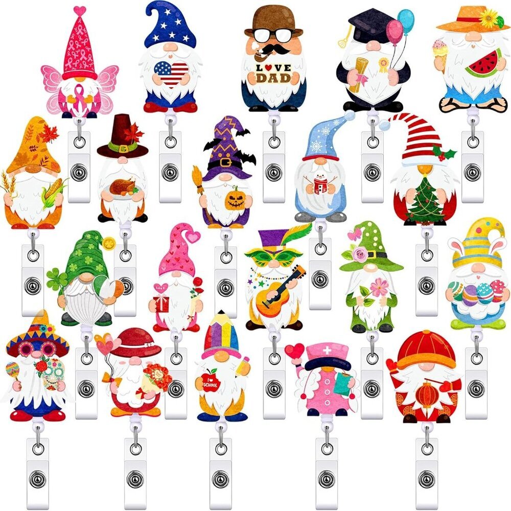 20 Pcs Holiday Badge Reels Christmas Halloween Gifts Retractable Seasonal Badge